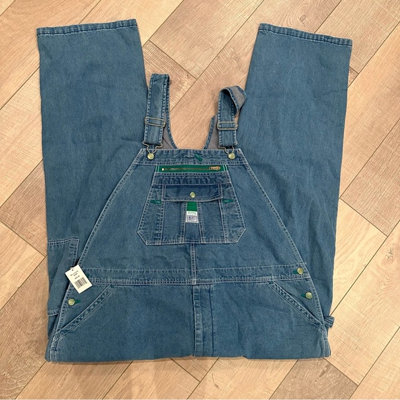 LIBERTY MENS BIB OVERALLS WASHED DENIM 48 X 30 ZIPPER FLY NEW - Picture 1 of 7